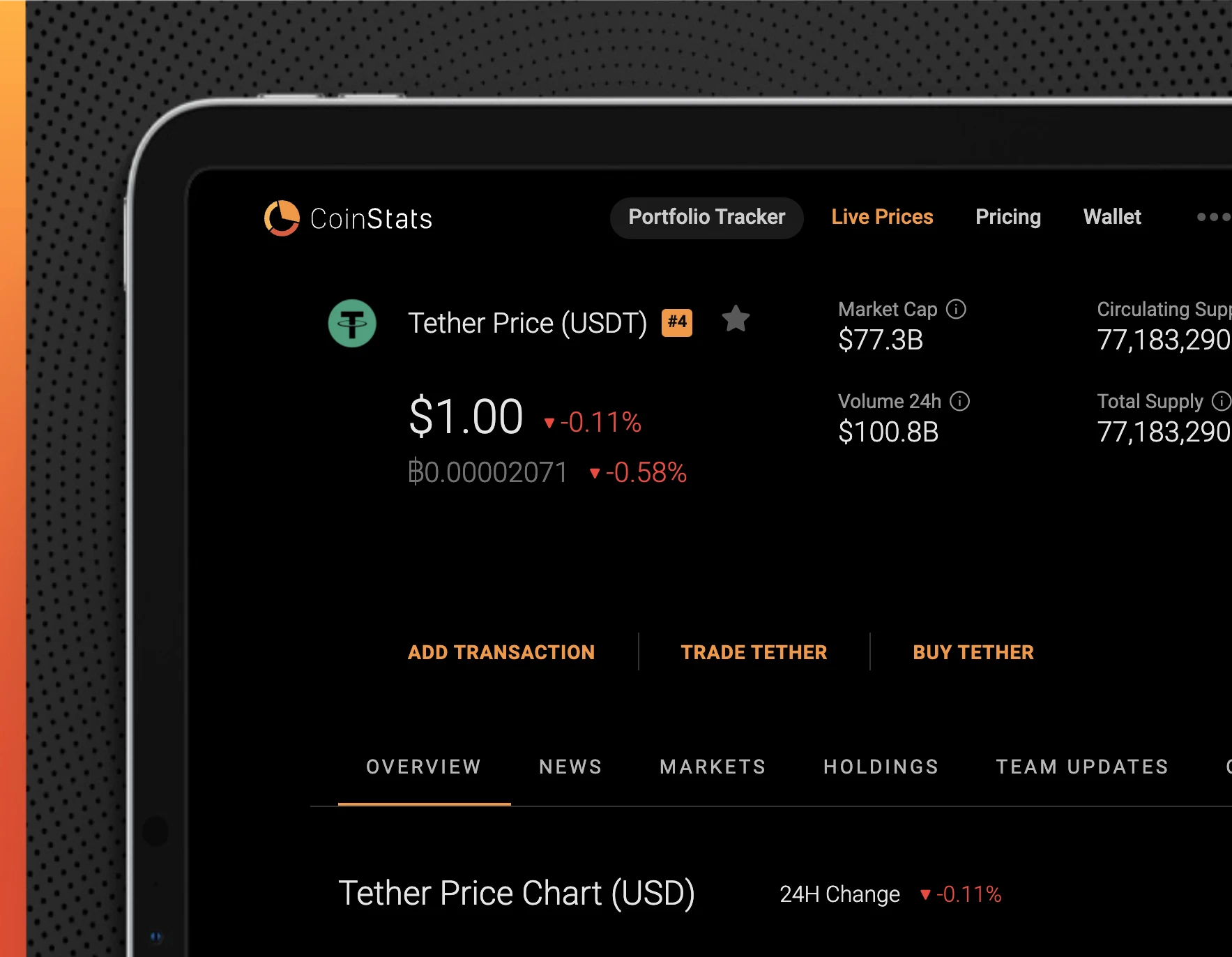 how to buy Tether from CoinStats