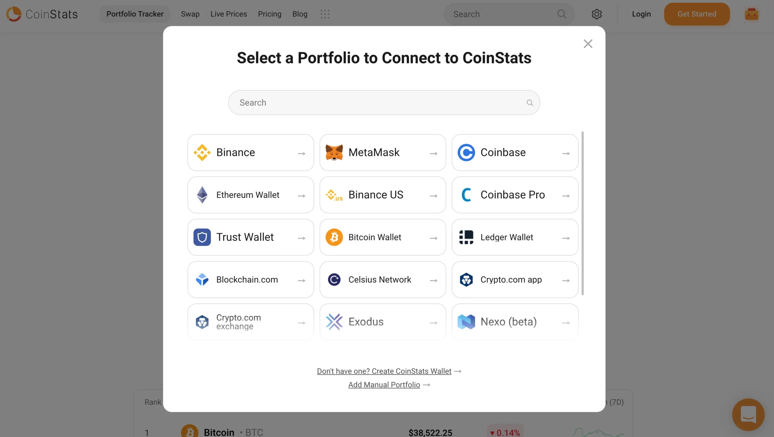 Select and connect your portfolio