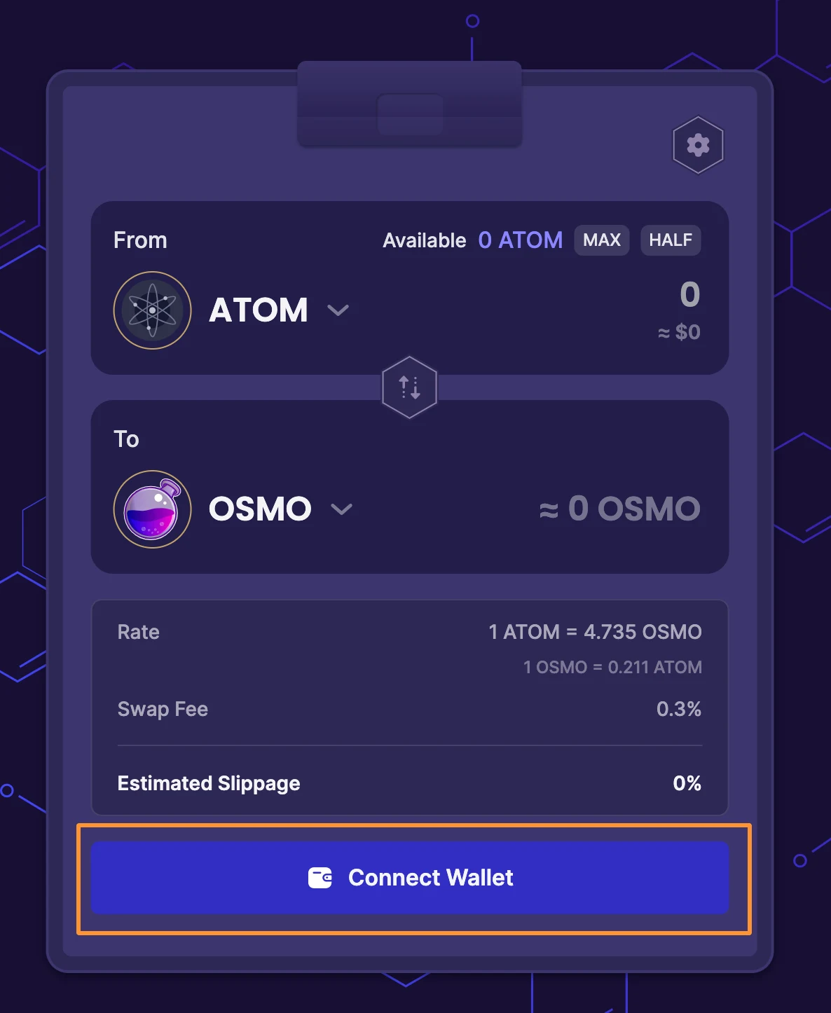 trade from Atom to Osmosis