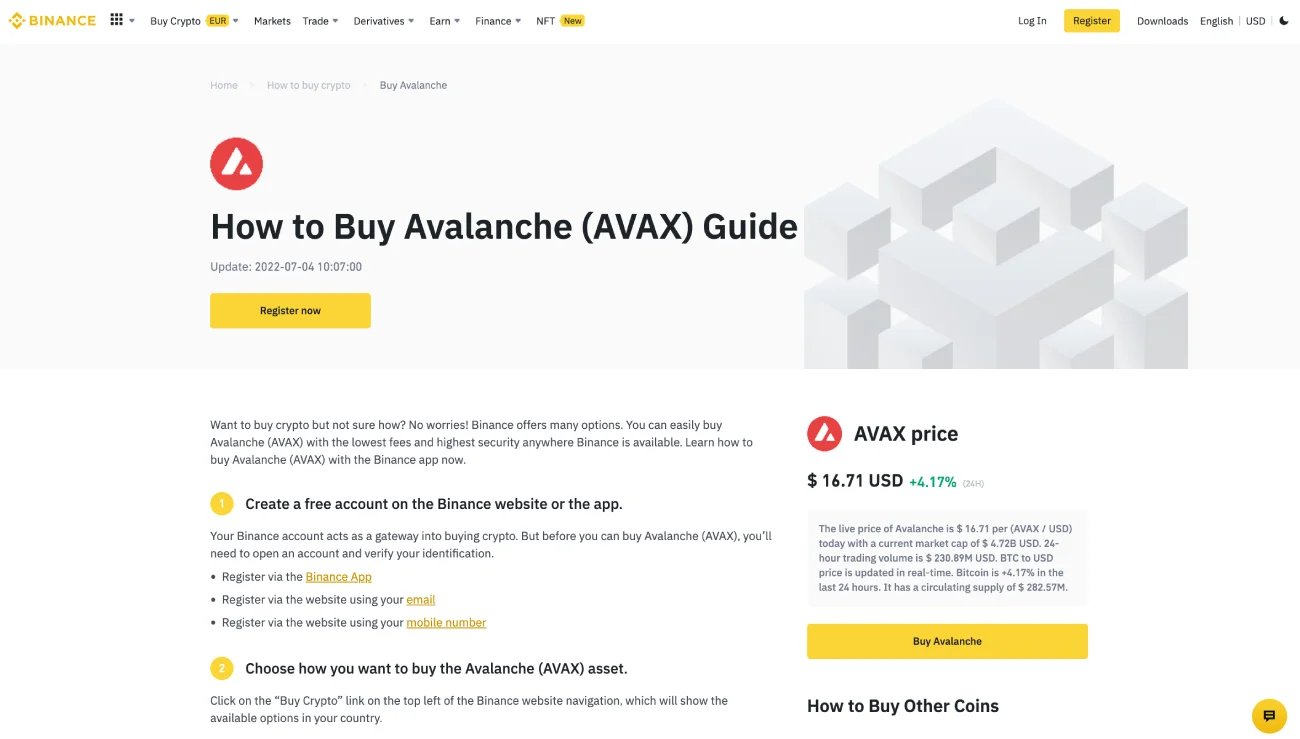 How to Buy Avalanche on Binance