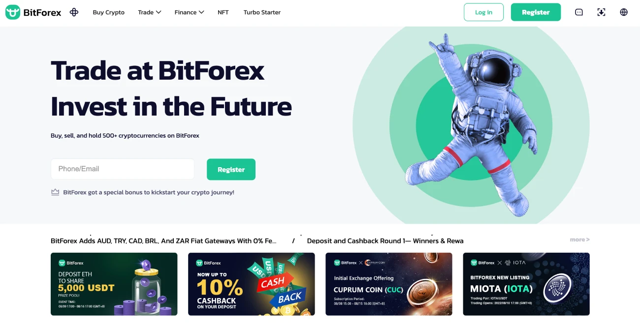 BitForex homepage