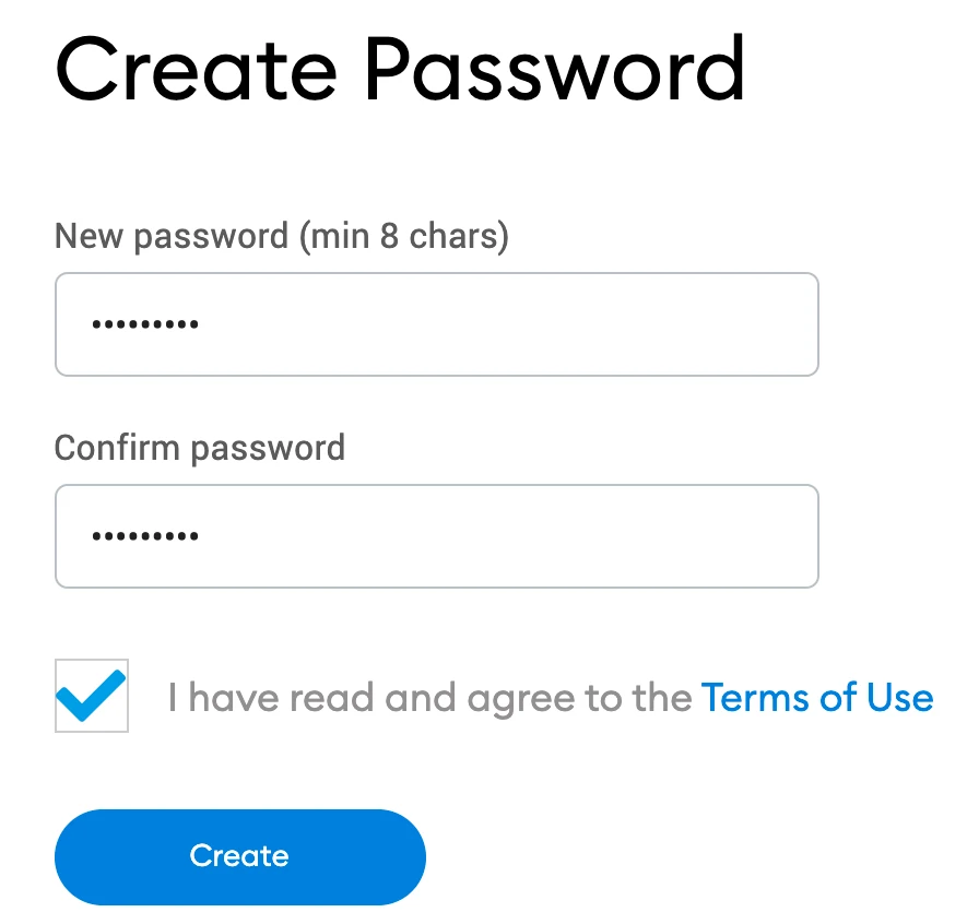 Create password for your profile