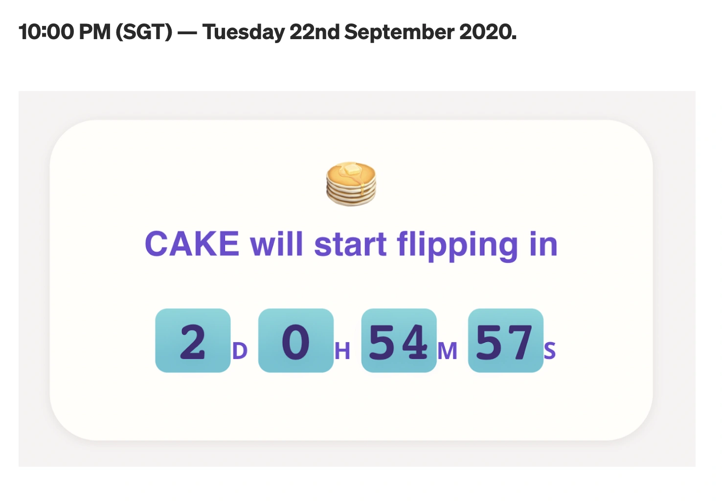 The flipping date of CAKE